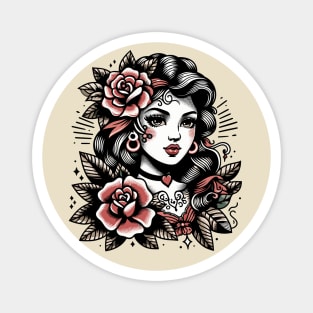 Gypsy Girl Traditional Tattoo Magnet